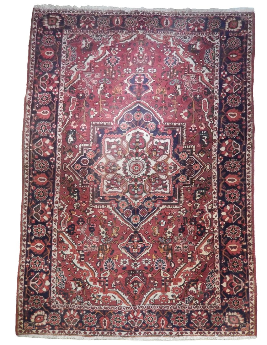 Handcrafted 6'6 x 10' Light Maroon Persian Heriz Rug (1 of 5)