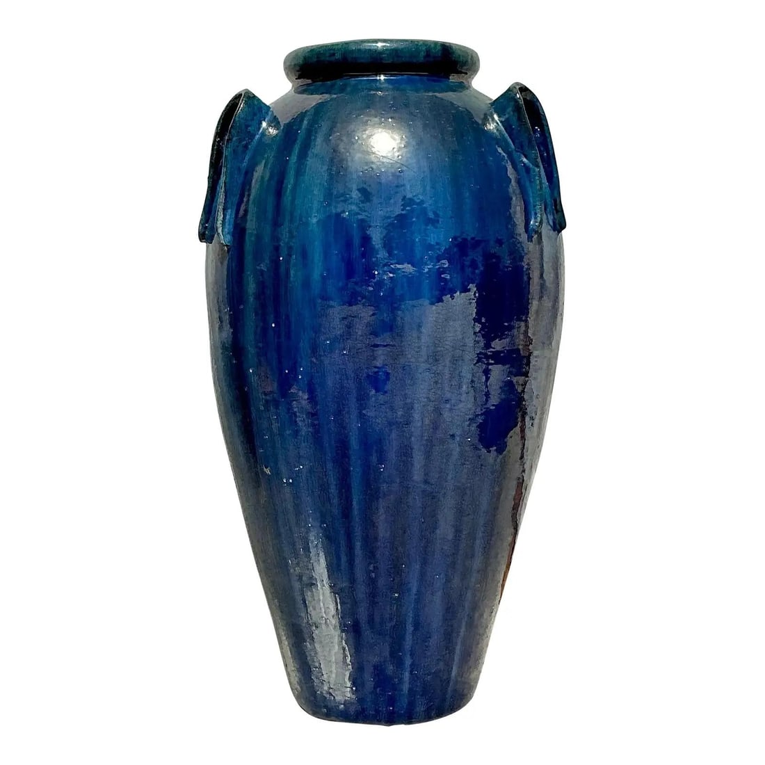 Monumental Vintage Boho Blue Glazed Ceramic Urn 21 x 20.25 x 41 (1 of 10)