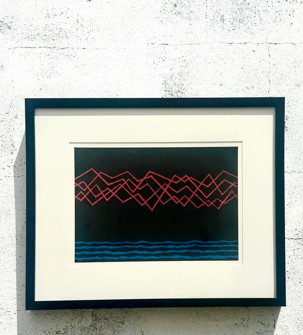 Framed Abstract Boho Lithograph Signed and Numbered Artwork - 2