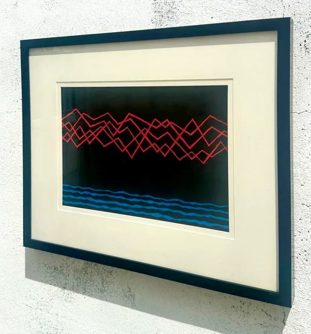 Framed Abstract Boho Lithograph Signed and Numbered Artwork - 3