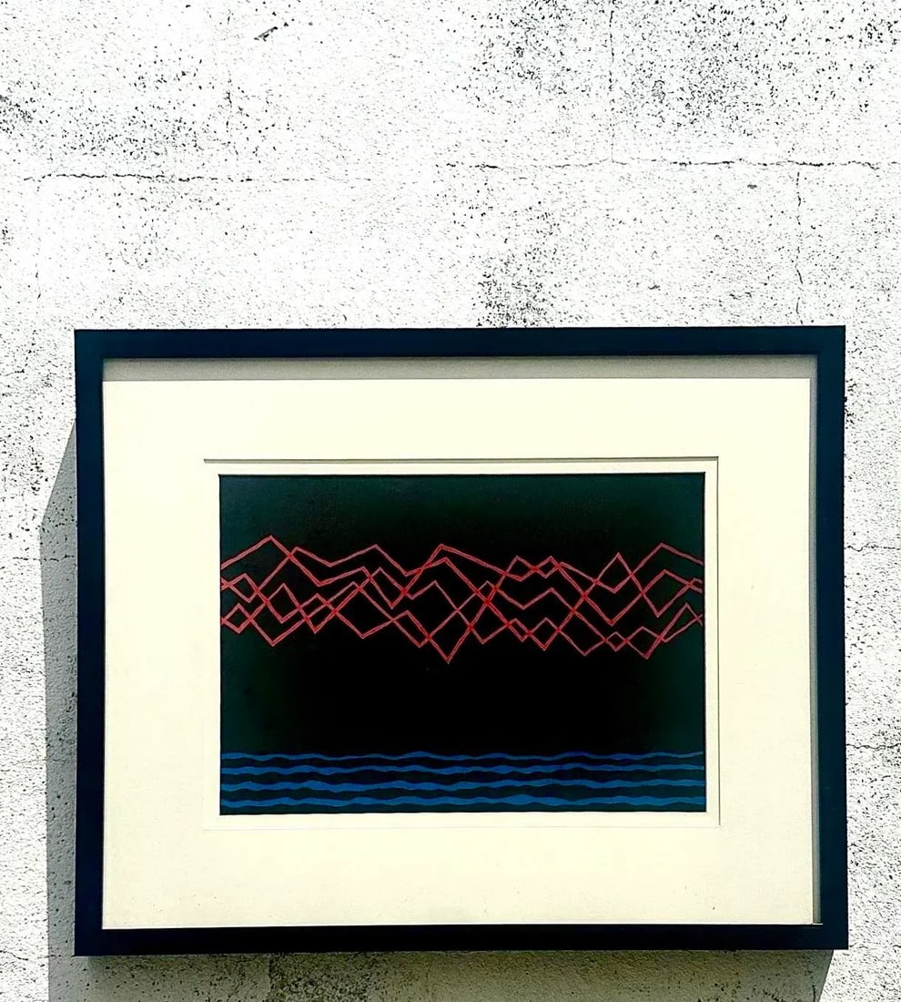 Framed Abstract Boho Lithograph Signed and Numbered Artwork - 4