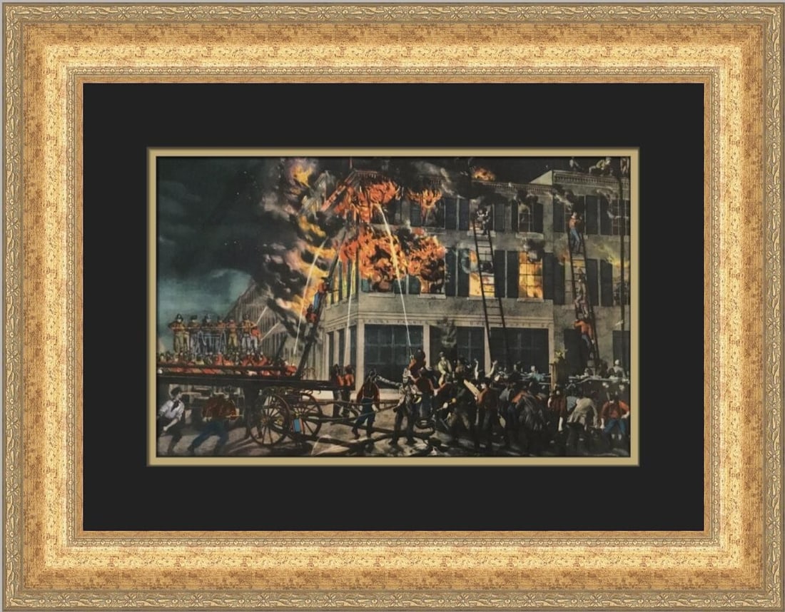 Currier & Ives The Life of a Fireman Custom Framed Print 18 x 22 (1 of 2)