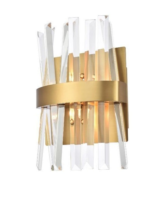Serephina Satin Gold Wall Sconce 2 Light Modern Crystal Fixture (1 of 7)
