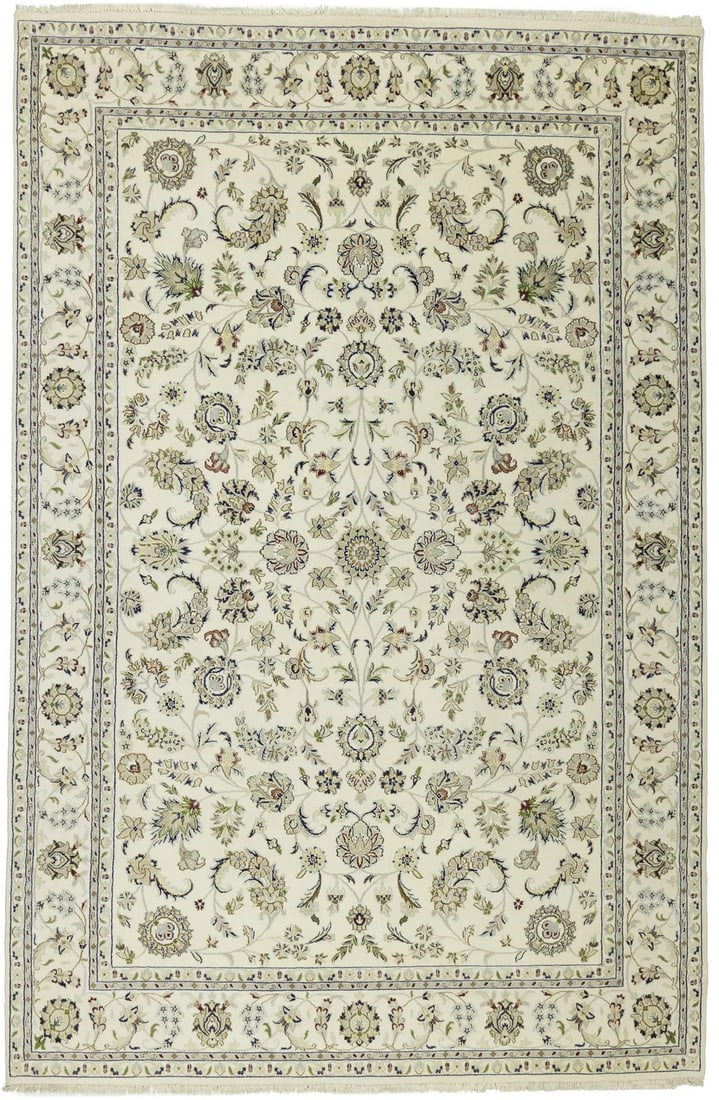 Handmade Floral Oriental Rug 6'7 x 10'1 Wool Silk Modern Decor (1 of 17)