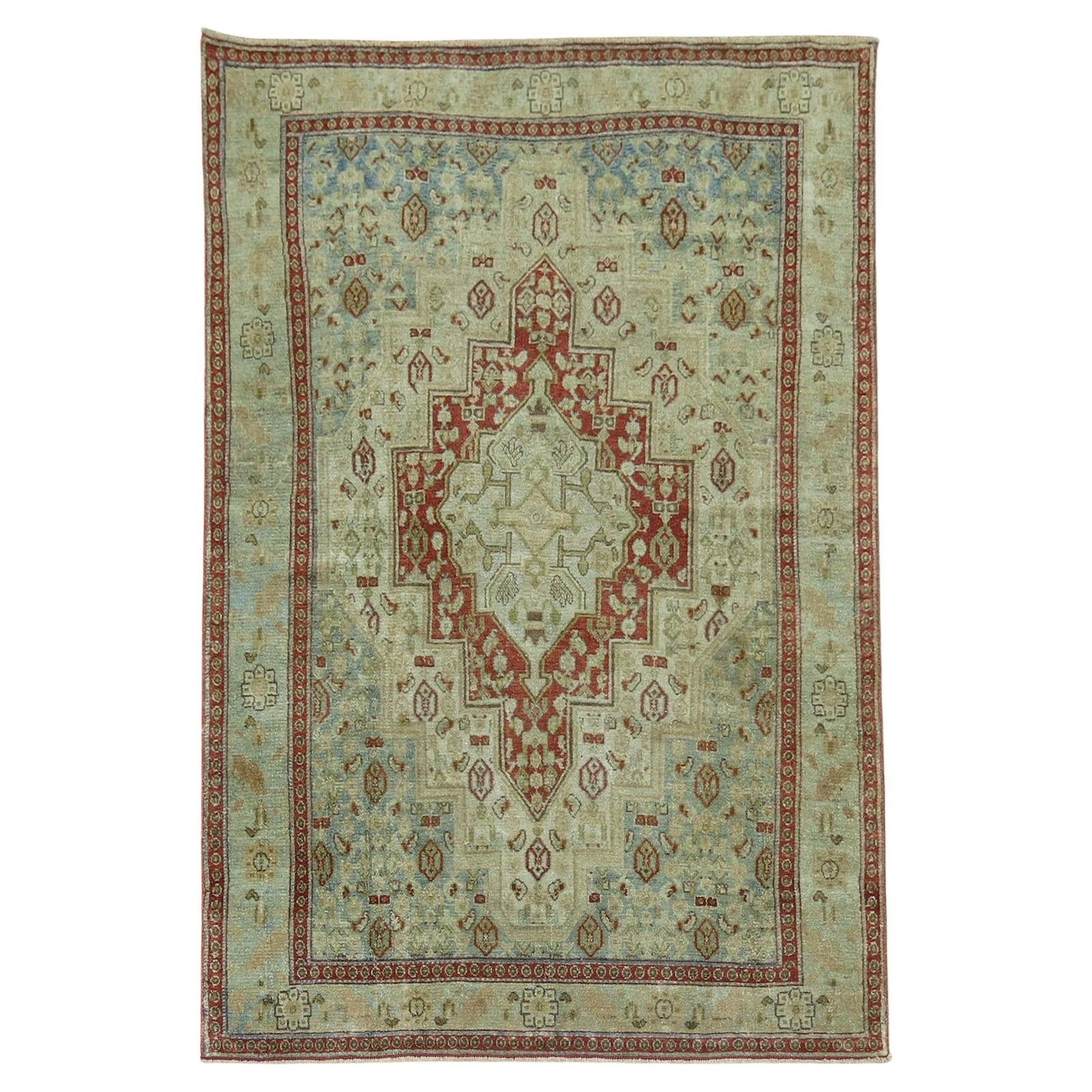 Zabihi Collection Antique Persian Senneh Scatter Rug 42 x 58 Hand-Woven Wool American Colonial (1 of 6)