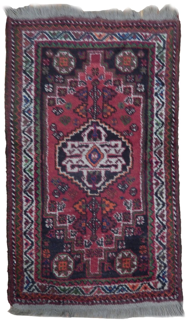 Handcrafted 2.8 x 4 Red Semi-Antique Persian Hamadan Area Rug (1 of 6)