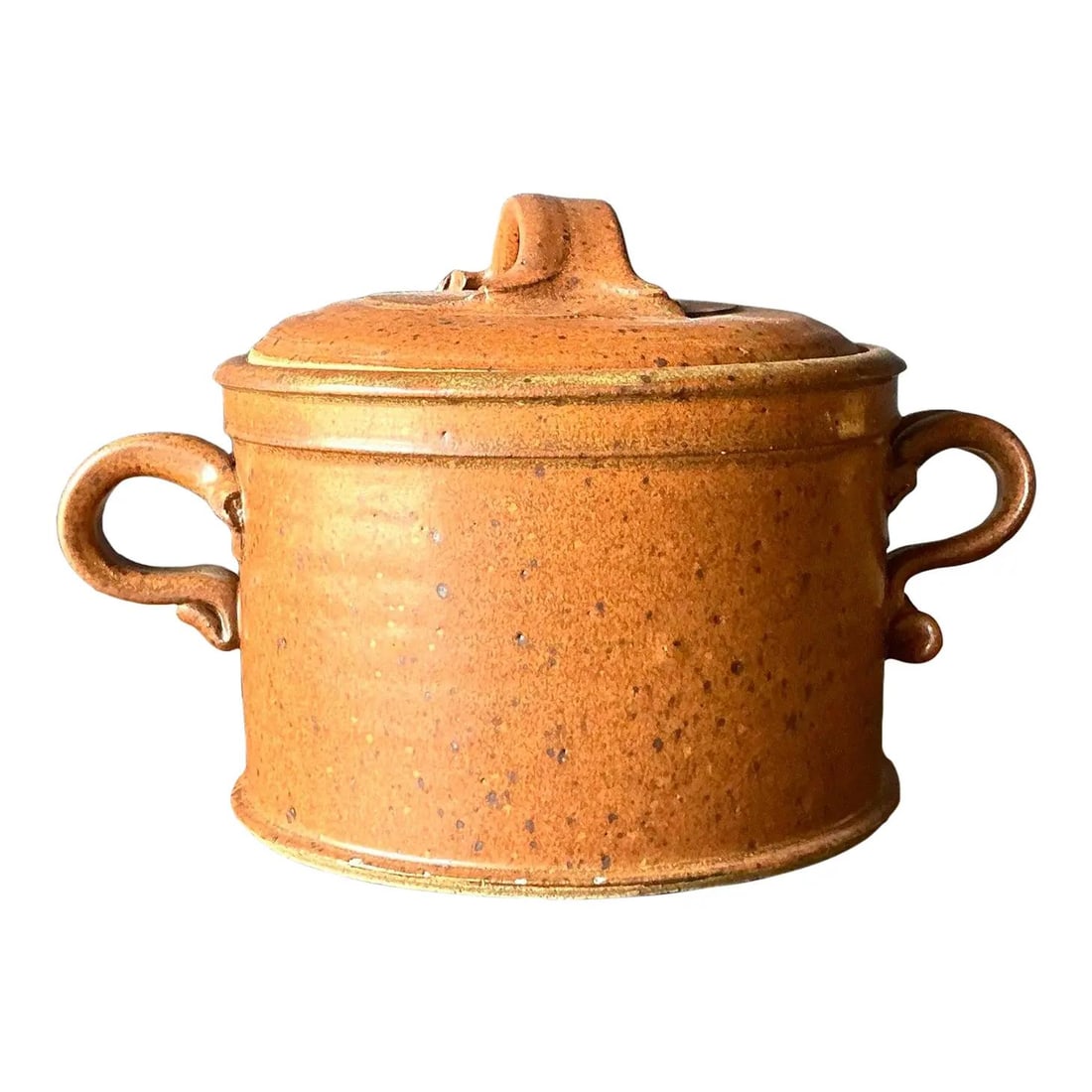 Vintage Mid-Century Studio Pottery Lidded Bowl Terra Cotta (1 of 9)