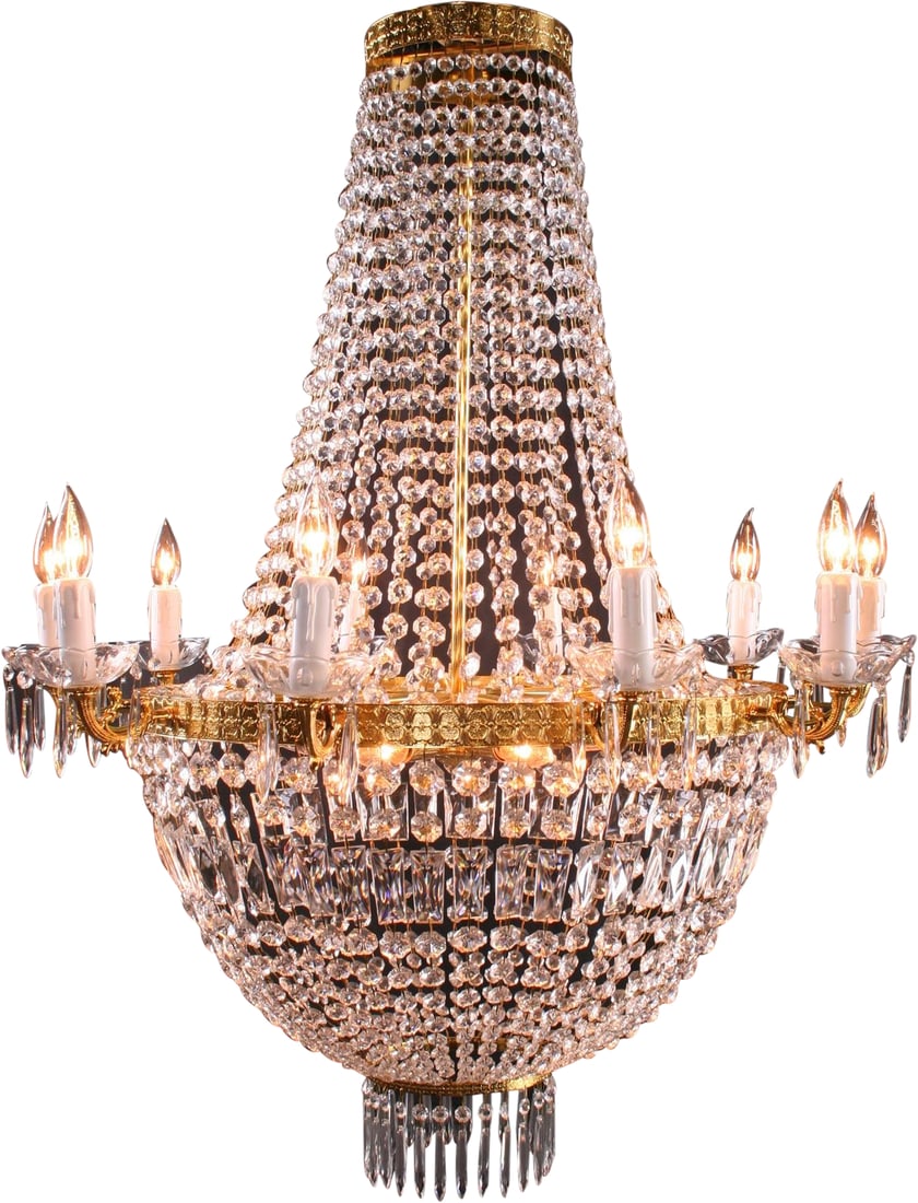 Empire Style Gold Finish Italian Glass Basket Chandelier 11-Light (1 of 6)