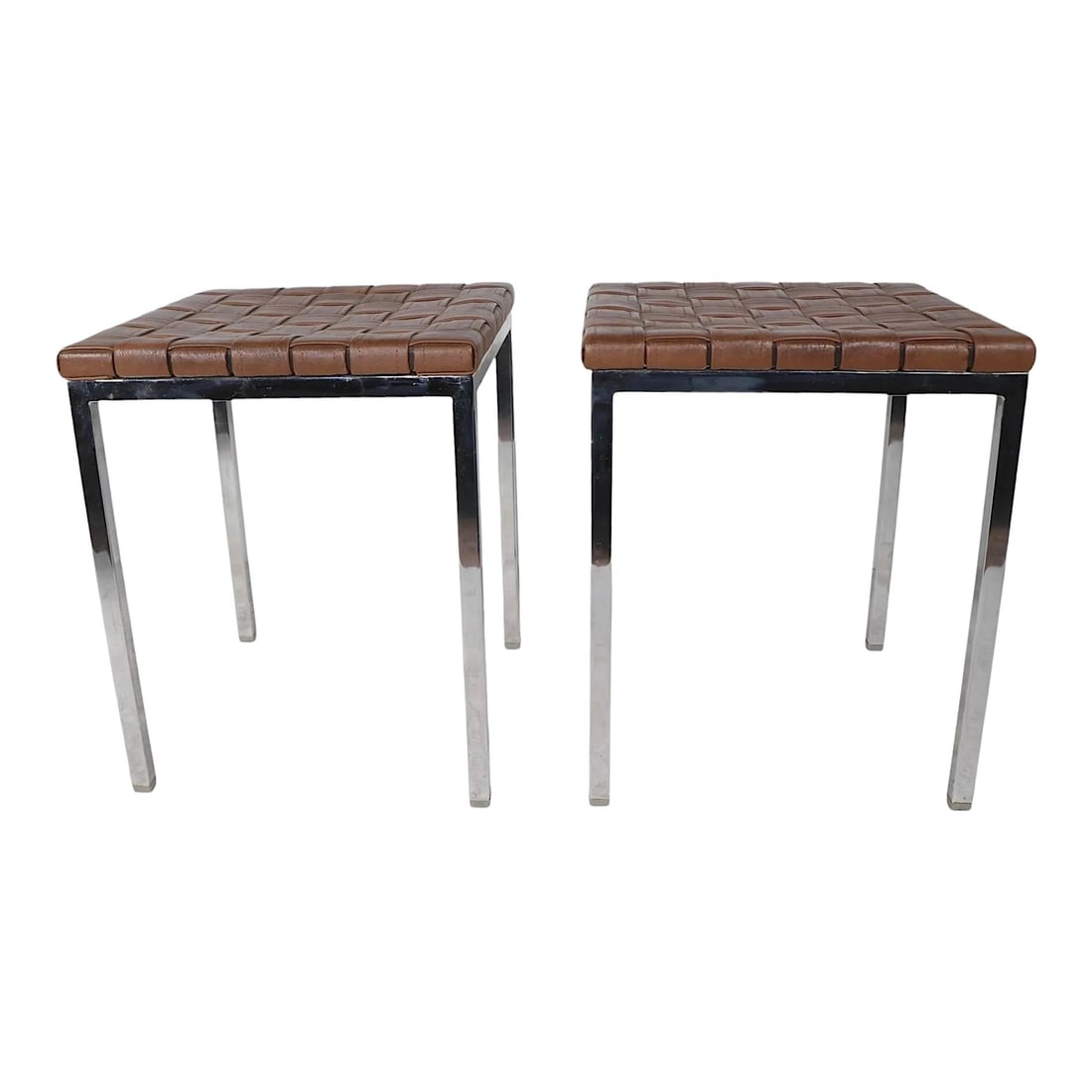 Mid Century Stools by Voitto Haapalainen for ASKO Chrome Vinyl Pair 1960s (1 of 10)