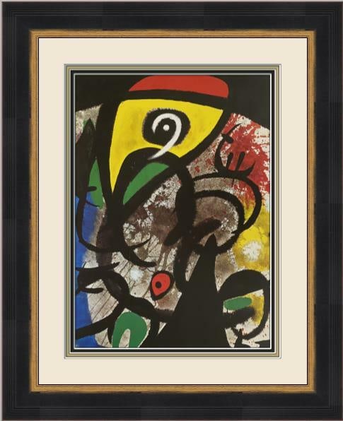 Joan Miro Figure and Bird at Night Custom Framed Print 20 x 24.5 (1 of 2)