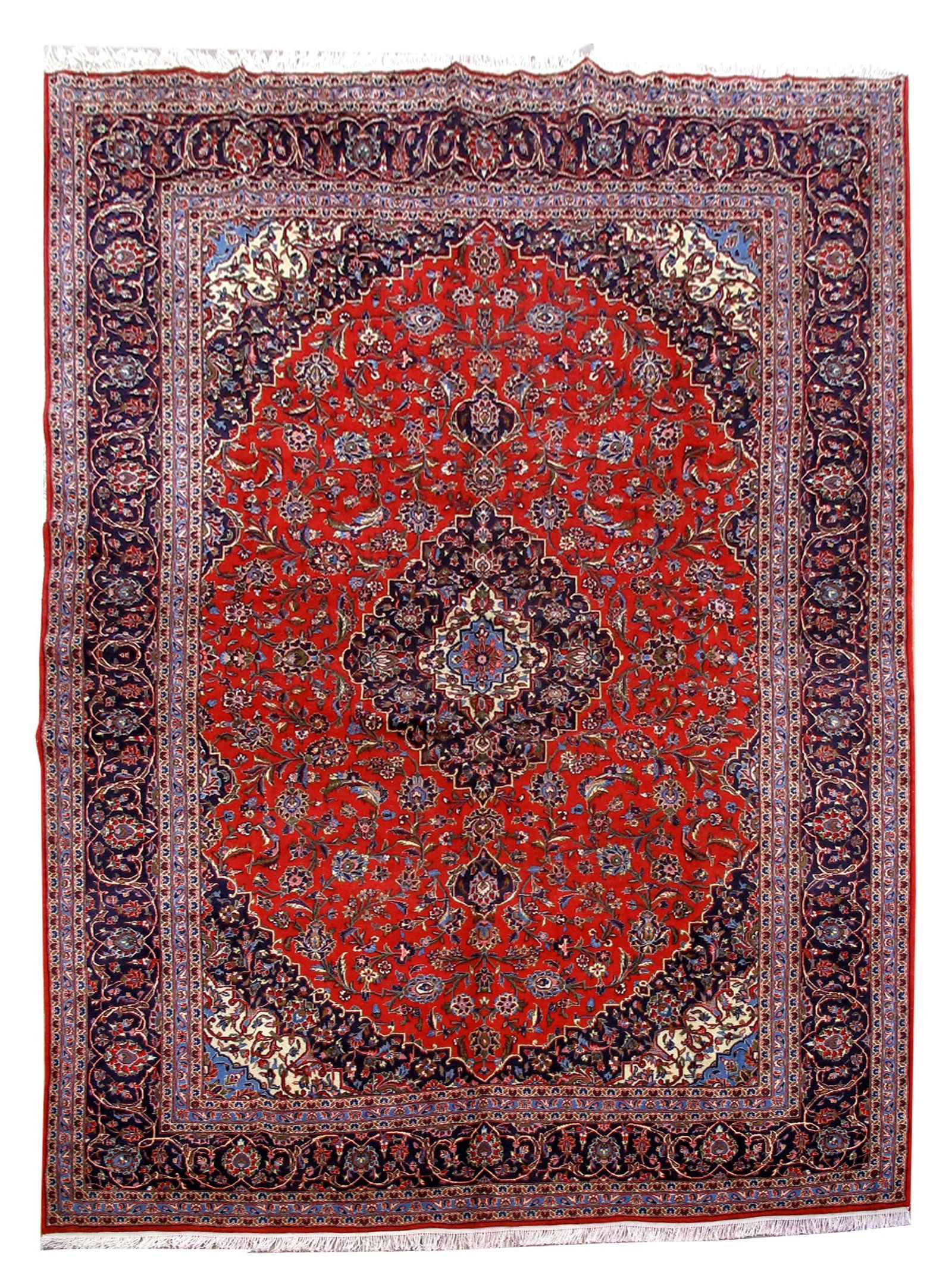 9.9' x 13.2' Handcrafted Red Persian Kashan Rug Premium Wool: 9.9' x 13.2' Handcrafted Red Persian Kashan Rug Premium Wool Free continental US Shipping Enhance your living space with this exquisite 9.9 x 13.2 Classic Traditional Persian Kashan Rug, handcrafted b