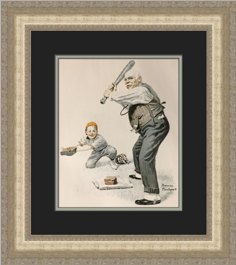 Norman Rockwell Gramps at the Plate Custom Framed Print 1979 (1 of 2)