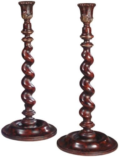 Traditional Lodge Style Barley Twist Resin Candlestick Pair (1 of 1)