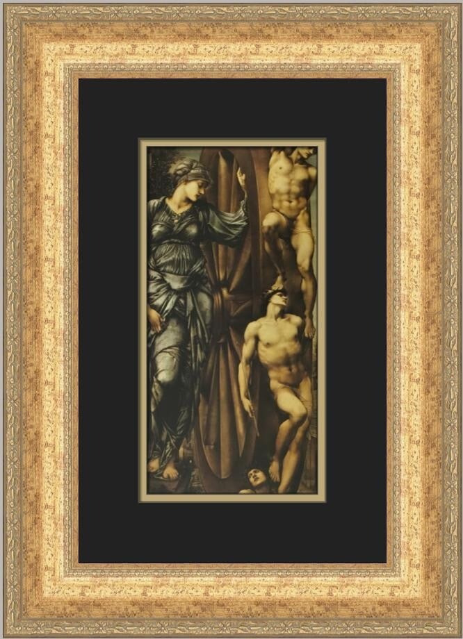 Sir Edward Burne-Jones The Wheel of Fortune Custom Framed Print 18x14: Sir Edward Burne-Jones The Wheel of Fortune Custom Framed Print 18x14 This stunning custom framed print features Sir Edward Burne-Jones' iconic artwork, "The Wheel of Fortune," showcasing nude figures
