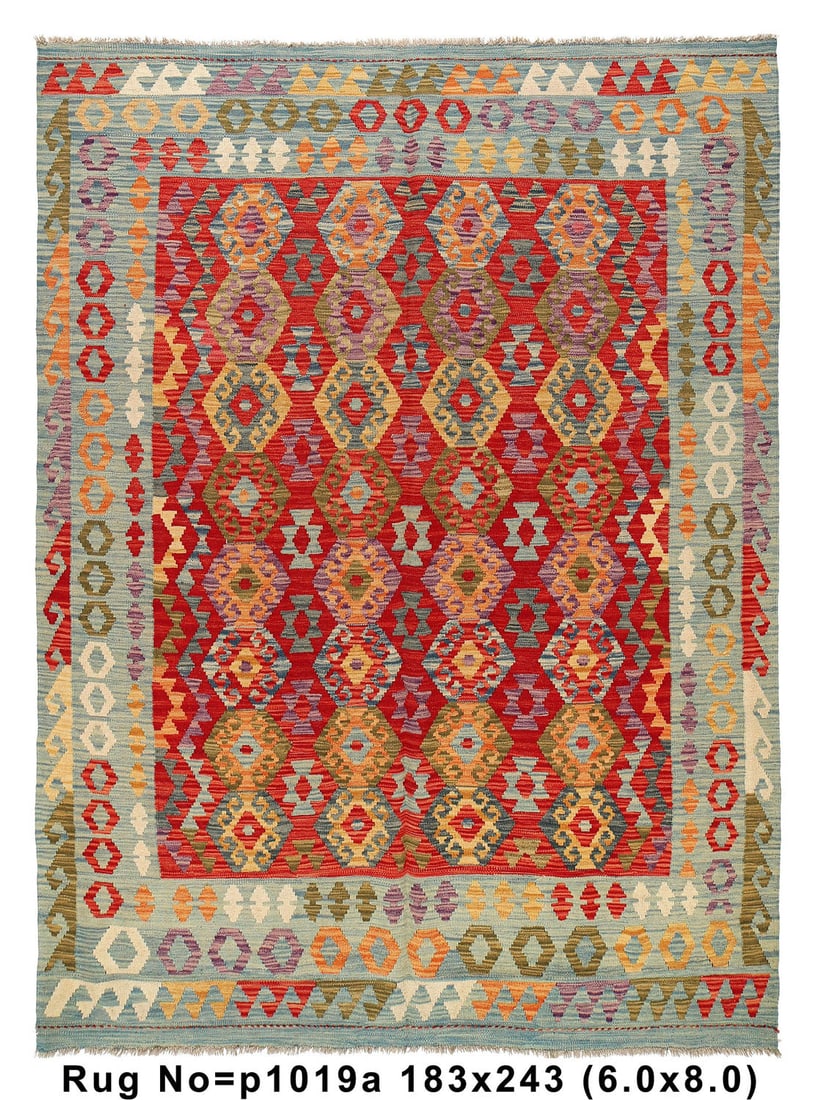 6' x 8' Handwoven Wool Vegetable Dye Kilim Rug from Pakistan (1 of 9)