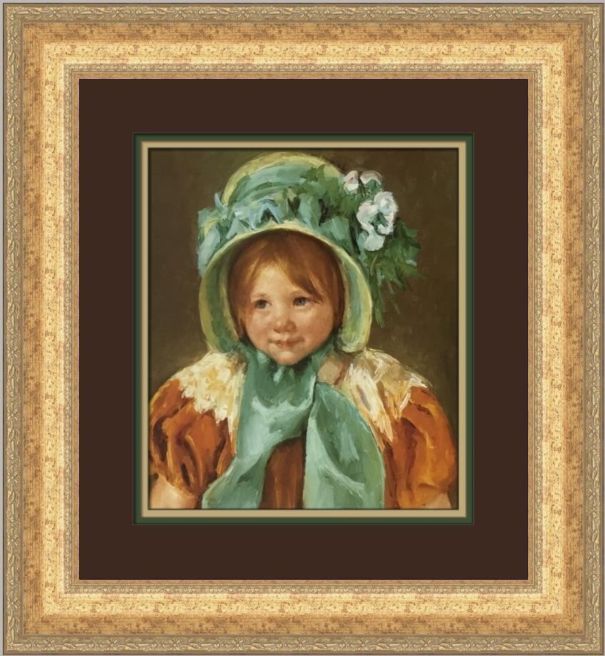 Mary Cassatt Sarah in a Green Bonnet Custom Framed Art Print (1 of 2)