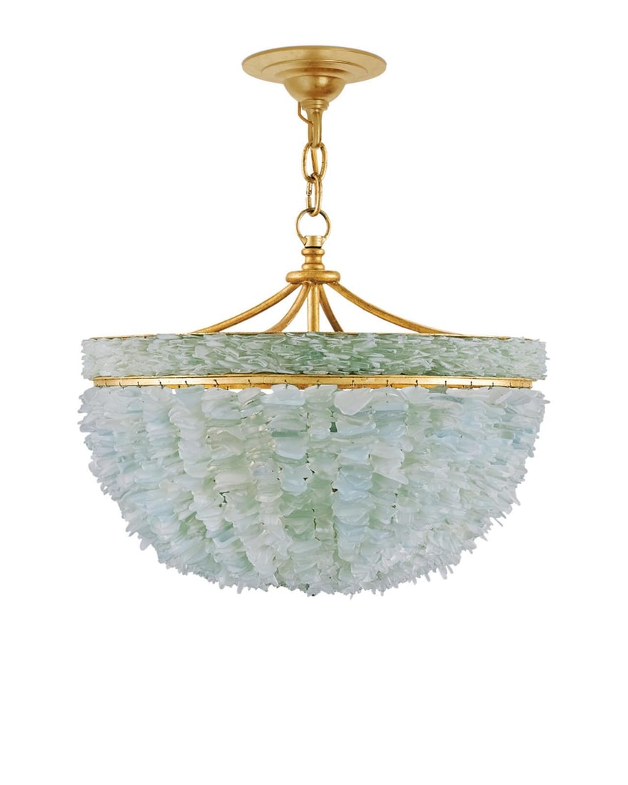 Currey Bayou Seaglass Pendant Light Gold Leaf 16H 19W 19D UL-Listed: Currey Bayou Seaglass Pendant Light Gold Leaf 16H 19W 19D UL-Listed Illuminate your sophisticated spaces with the Bayou Seaglass Light, a stunning pendant that combines modern elegance with functional