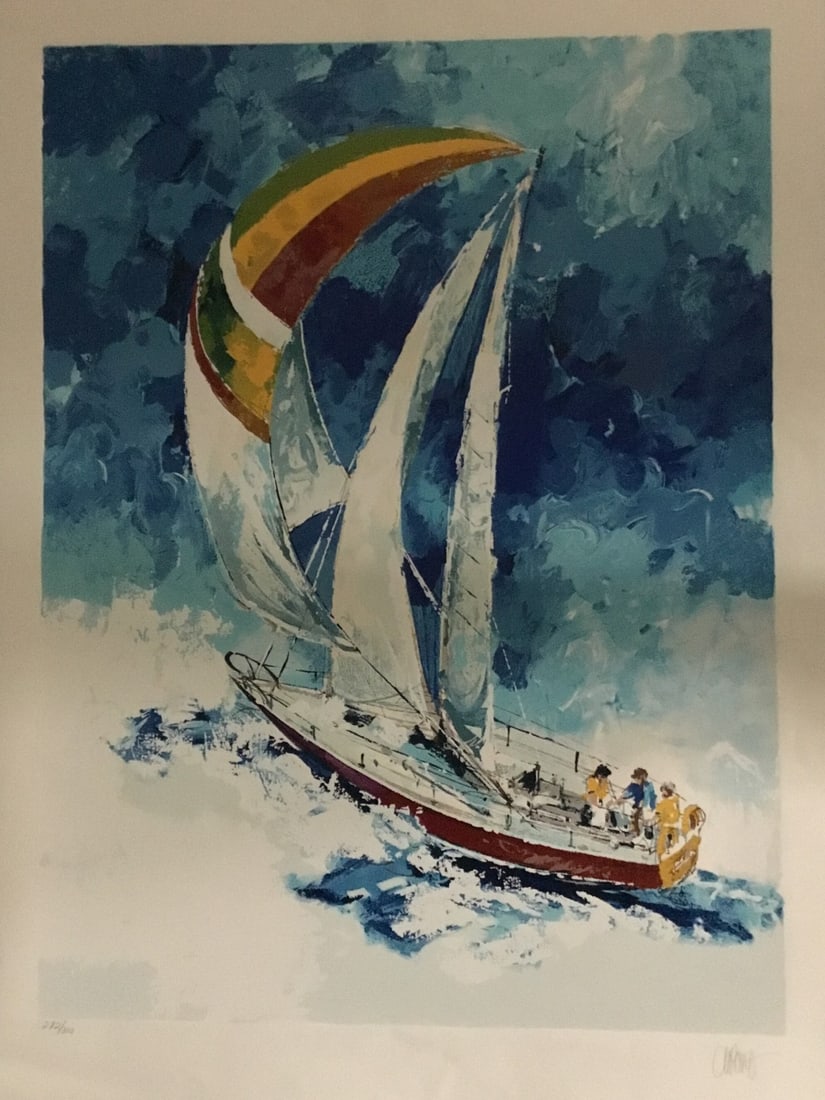 Mark King Sailboat Signed Limited Edition Serigraph Print 39 x 29 (1 of 4)