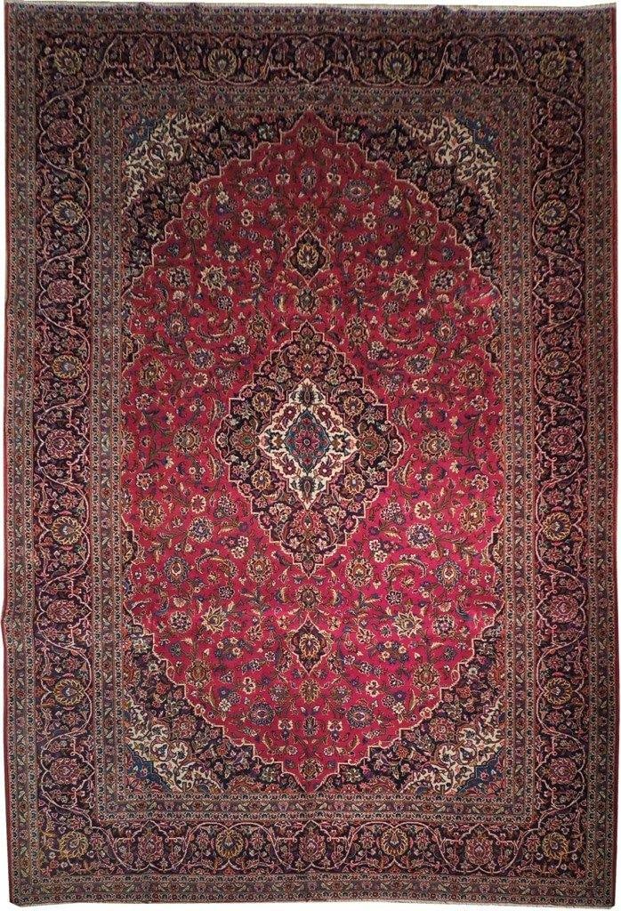 Timeless 9'10" x 14'2" Persian Kashan Rug Classic Red Handmade: Timeless 9'10" x 14'2" Persian Kashan Rug Classic Red Handmade Free continental US Shipping Discover the epitome of timeless elegance with this stunning Persian Kashan Rug in a vibrant classic red hue