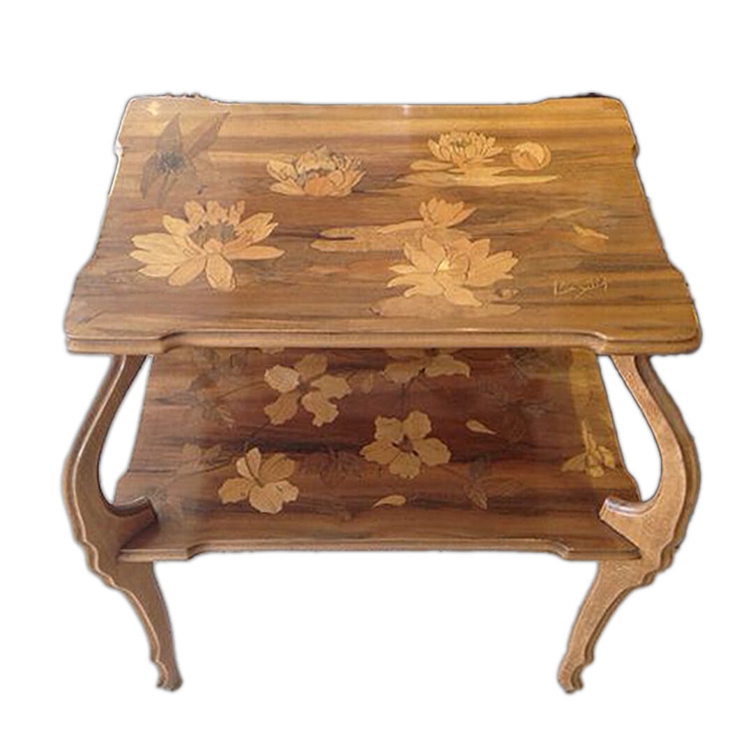 Paul Guth Antique Art Nouveau Inlaid Table Circa 1920 Brown Wood: Paul Guth Antique Art Nouveau Inlaid Table Circa 1920 Brown Wood Discover the exquisite Antique Art Nouveau Inlaid Table, a true representation of the Art Nouveau era from the 1920s. Crafted from rich