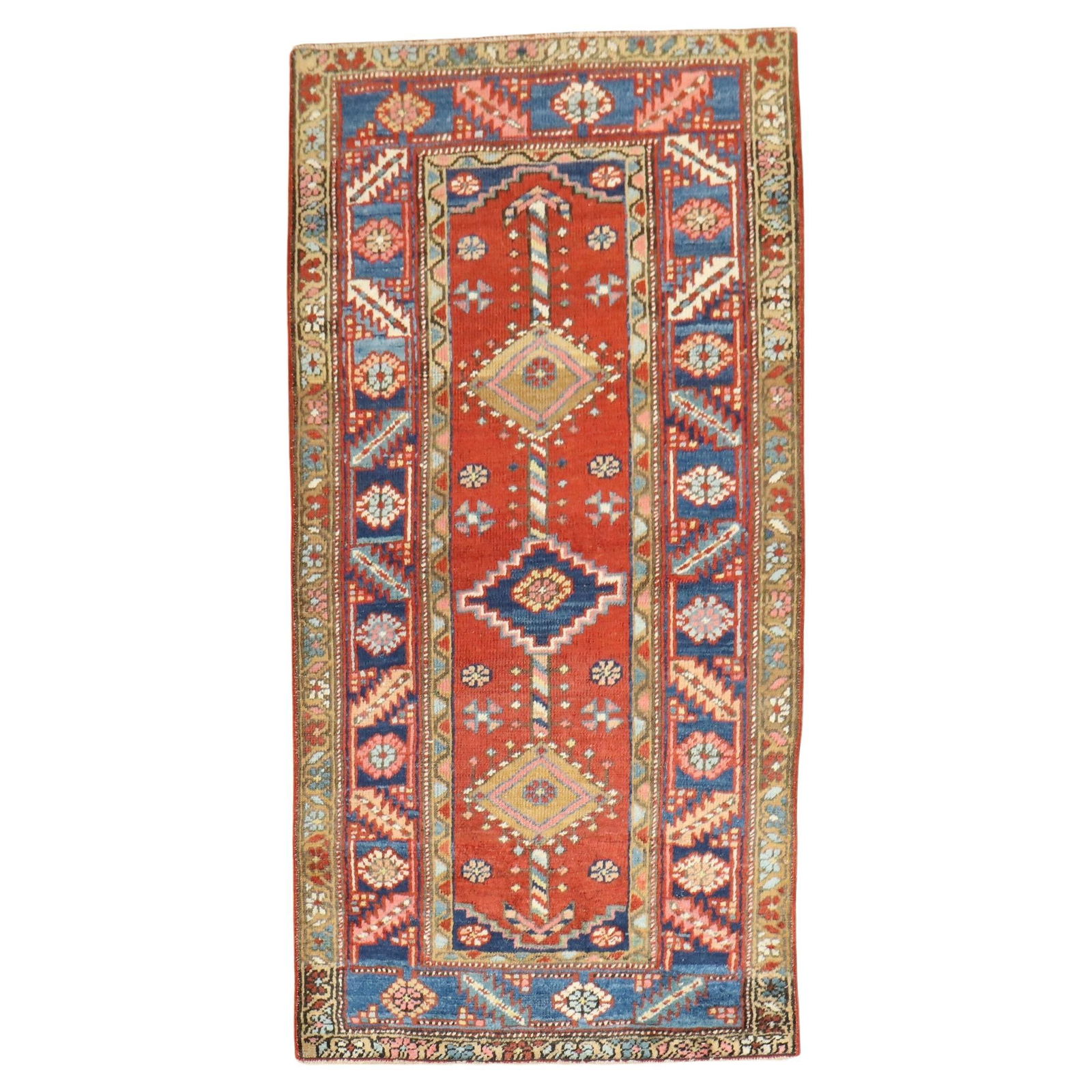Antique Persian Heriz Small Rug Zabihi Collection 35 x 69 Hand-Woven Wool (1 of 7)