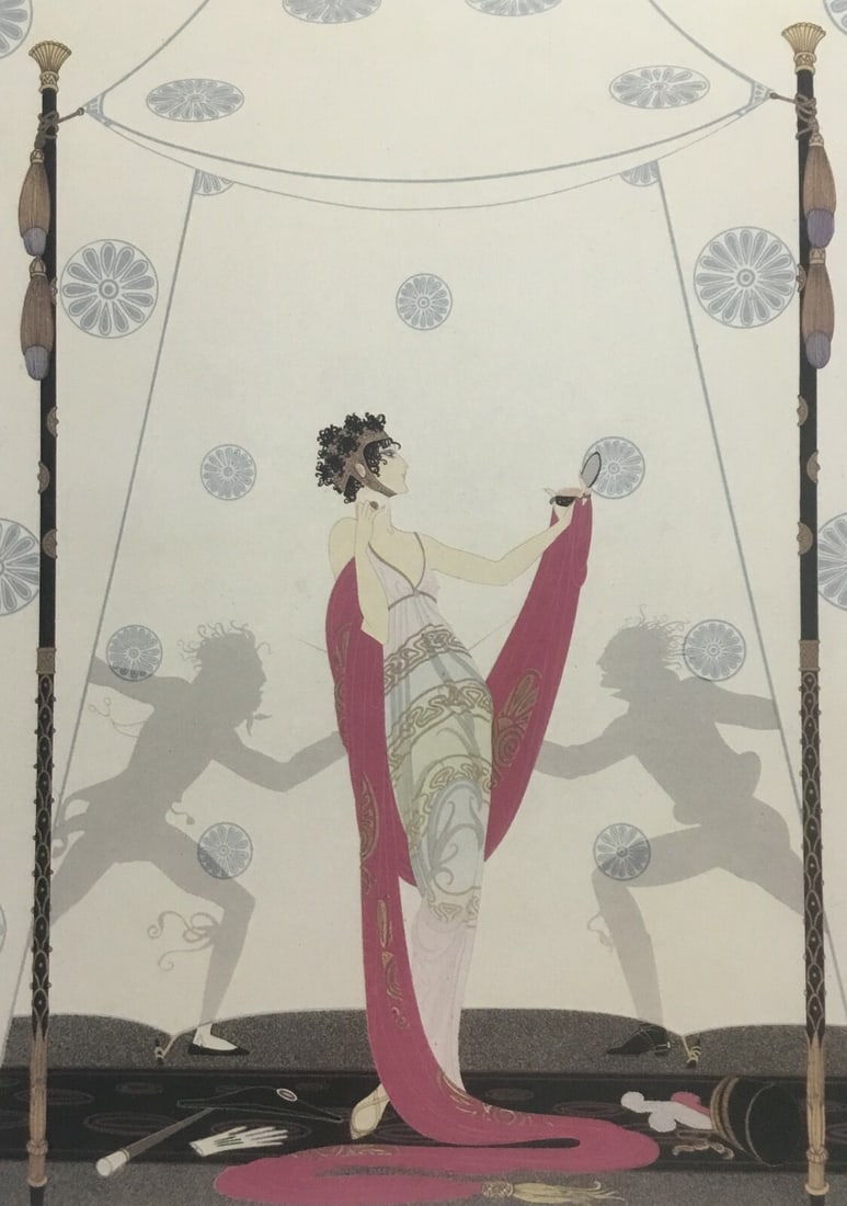 Erte The Duel Art Deco Custom Framed Lithograph Print - 2