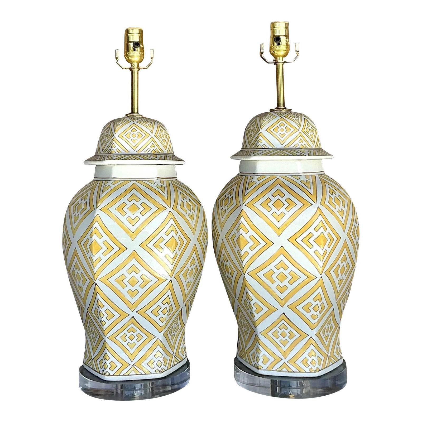 Elegant Pair of Vintage Regency Ginger Jar Lamps Light Yellow (1 of 6)