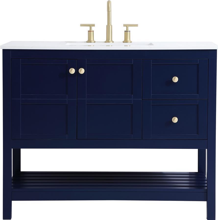 Elegant Lighting 42 Blue Vanity with Gold Accents Victorian Style: Elegant Lighting 42 Blue Vanity with Gold Accents Victorian Style Enhance your bathroom with this elegant 42" blue vanity featuring stunning gold accents. Crafted from a combination of MDF, metal, sol