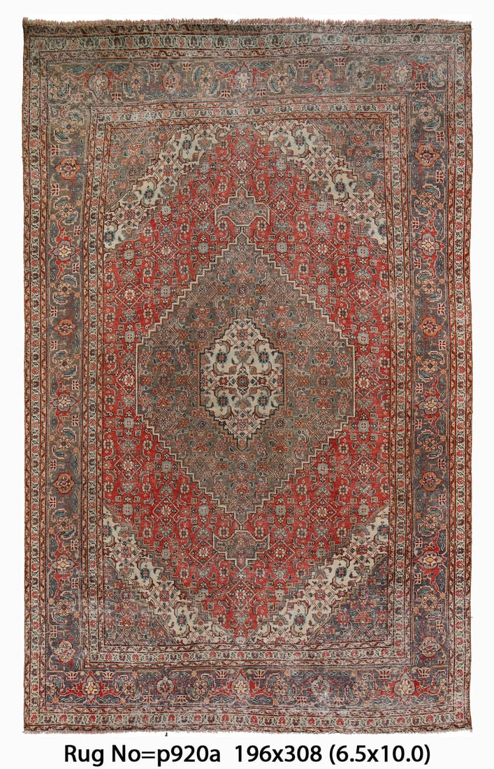 Handmade 6.5 x 10.1 Feet Semi-Antique Persian Bijar Rug 1970s (1 of 8)