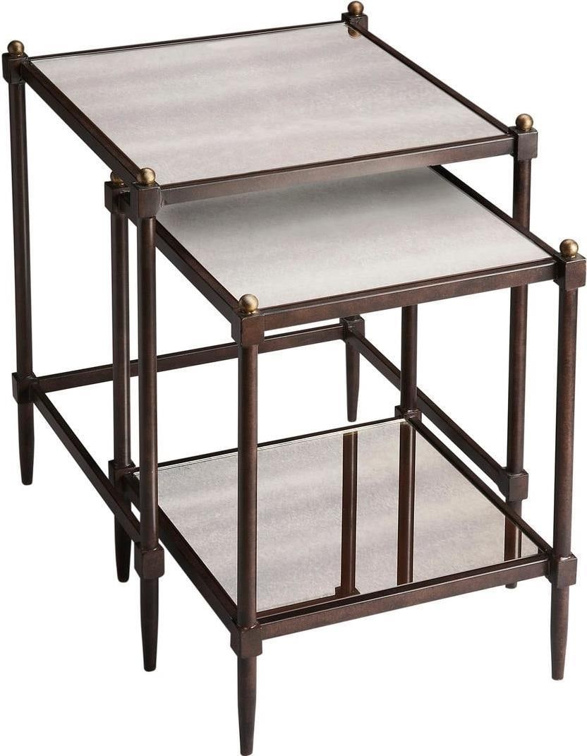 Butler Hollywood Regency Nesting Tables Mirror Steel Finish (1 of 1)