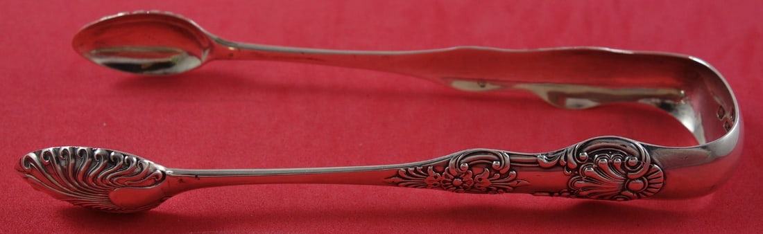 1861 Kings English Sterling Silver Sugar Tongs Glasgow England (1 of 1)