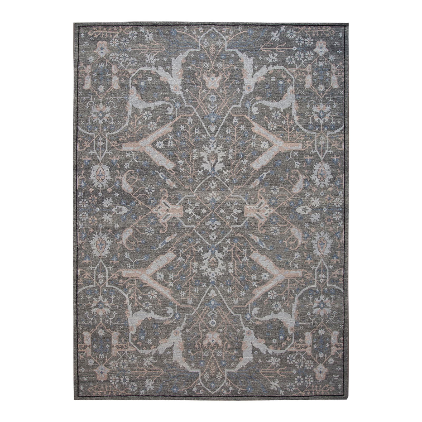 Oversize Handmade Soumak Rug 12' x 14'8' Wool Gray Design (1 of 8)