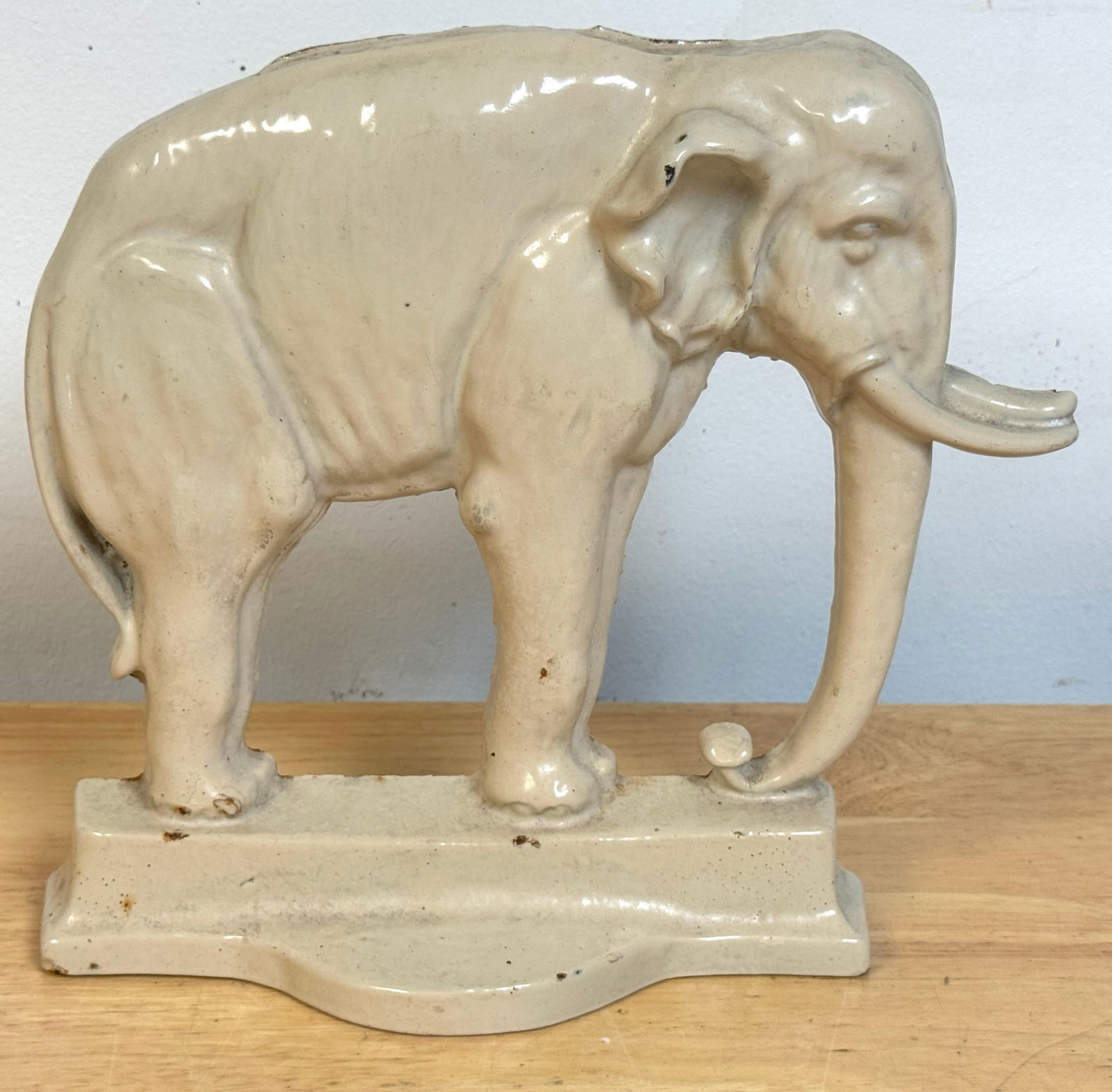 Rare 19th Century English Enamelled Cast Iron Jumbo Elephant Doorstop - 11
