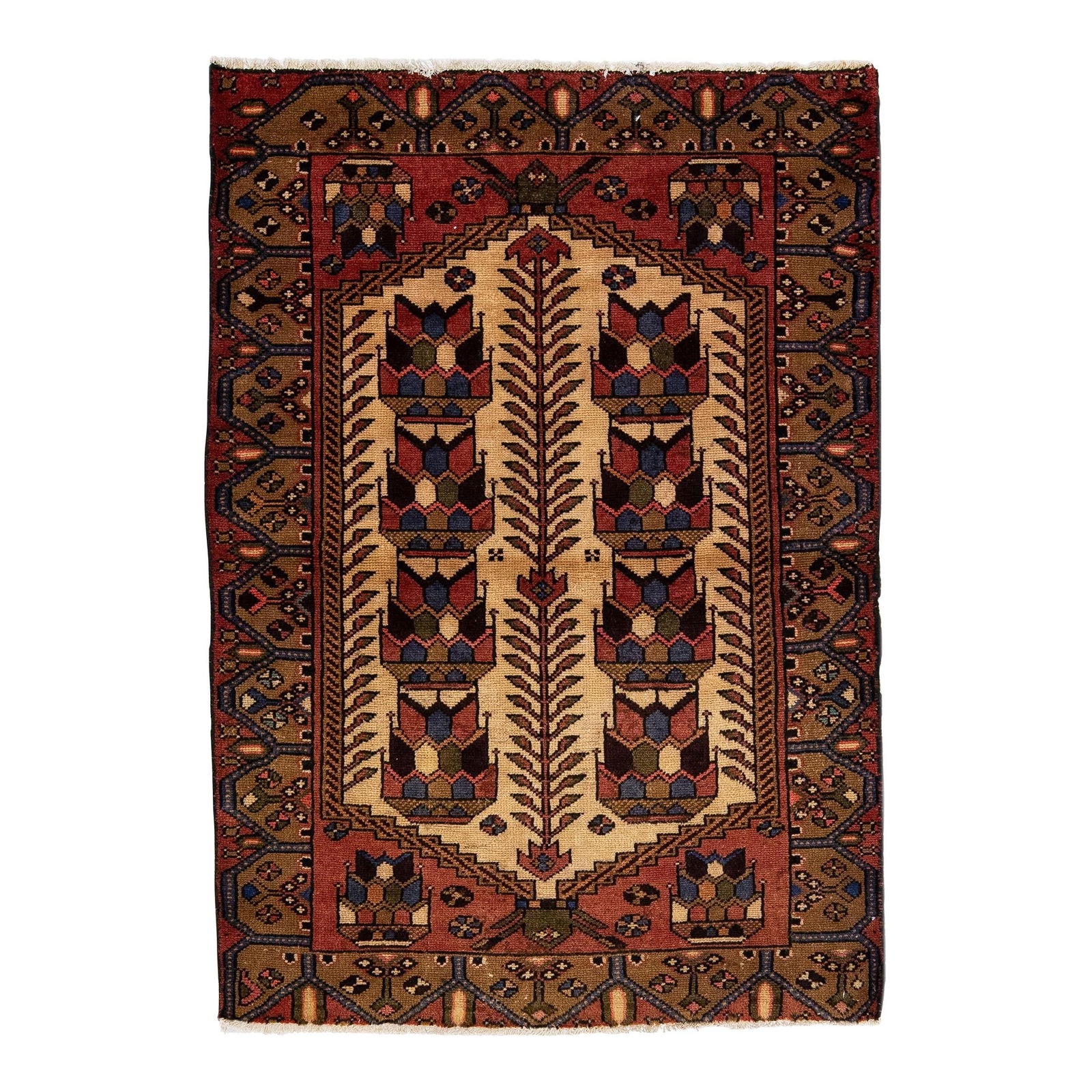 Vintage Persian Malayer Handmade Wool Rug 3'4 x 4'9 Medallion Design: Vintage Persian Malayer Handmade Wool Rug 3'4 x 4'9 Medallion Design This exquisite vintage Persian Malayer rug features a hand-knotted wool construction, showcasing a rich brown color field
