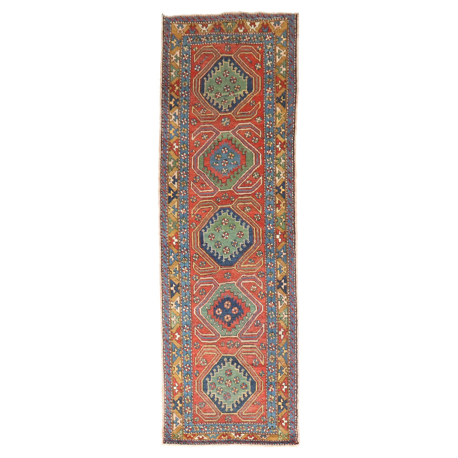 Zabihi Collection Antique Persian Heriz Wool Runner 31 x 106 Rustic Iran 1930 (1 of 10)