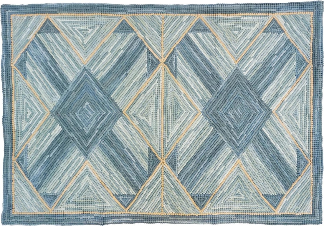 Handcrafted Early American Style Blue Rug 3x5 Cotton Burlap (1 of 1)