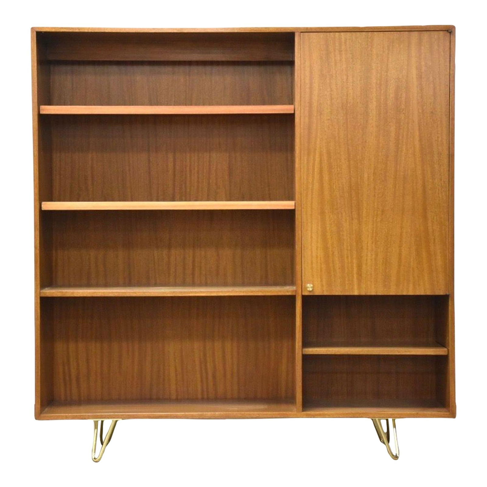 Mid Century Modern Mahogany Bookcase with Brass Legs and Knob (1 of 9)