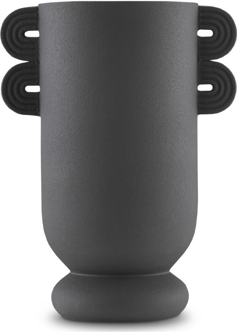 Currey Handcrafted Black Ceramic Straight Vase 12.25H (1 of 3)