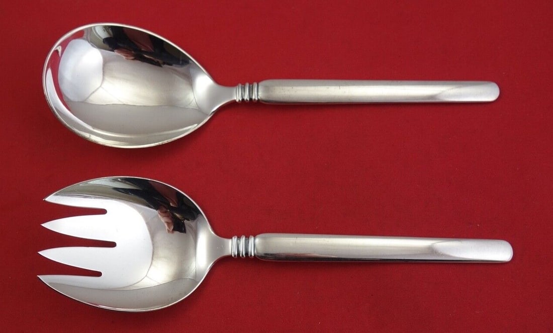 W&S Sorensen Windsor Sterling Silver Salad Serving Set 8.5 inches (1 of 2)