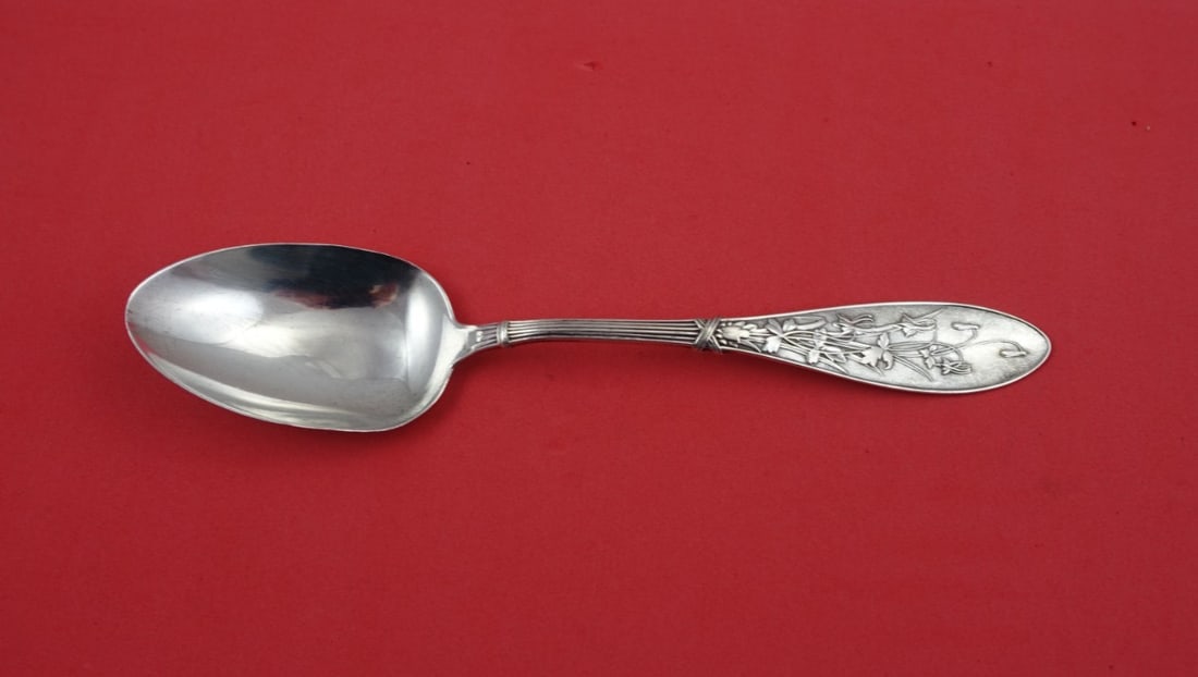 Whiting Honeysuckle Sterling Silver Serving Spoon 8.25 Vintage Flatware (1 of 2)