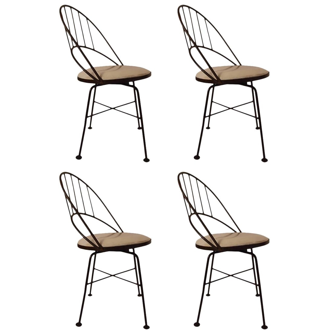 Set of 4 Black Wrought Iron Swivel Dining Chairs (1 of 6)