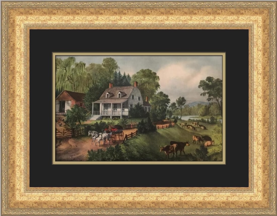 Currier & Ives American Homestead-Summer Framed Art Print 1952 (1 of 2)