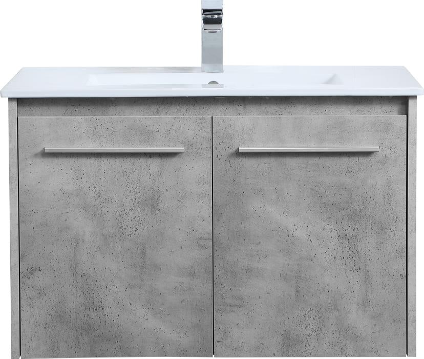 Elegant Lighting 30" Floating Bathroom Vanity Concrete Grey Brushed Nickel Finish (1 of 1)