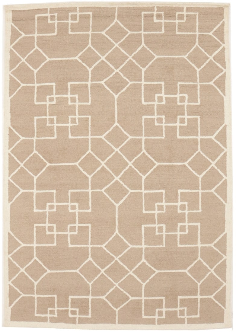 Modern Khaki Geometric Hand-Tufted Wool Area Rug 5x8 ft (1 of 12)