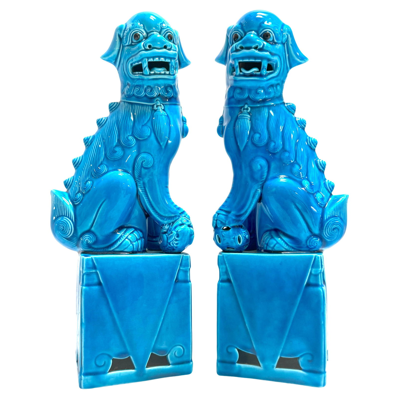 20th Century Chinese Export Turquoise Foo Dogs Set of 2 (1 of 9)