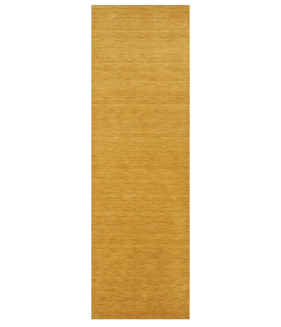 Hand-Loomed Golden Peach Wool Runner Rug 3x8 Modern Design (1 of 14)