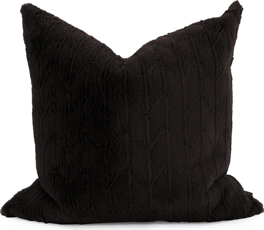 Howard Elliott 24x24 Ebony Black Faux Fur Square Pillow: Howard Elliott 24x24 Ebony Black Faux Fur Square Pillow Transform your living space with this stylish Ebony Black Faux Fur Pillow, designed for comfort and elegance. This square pouf features a luxuri