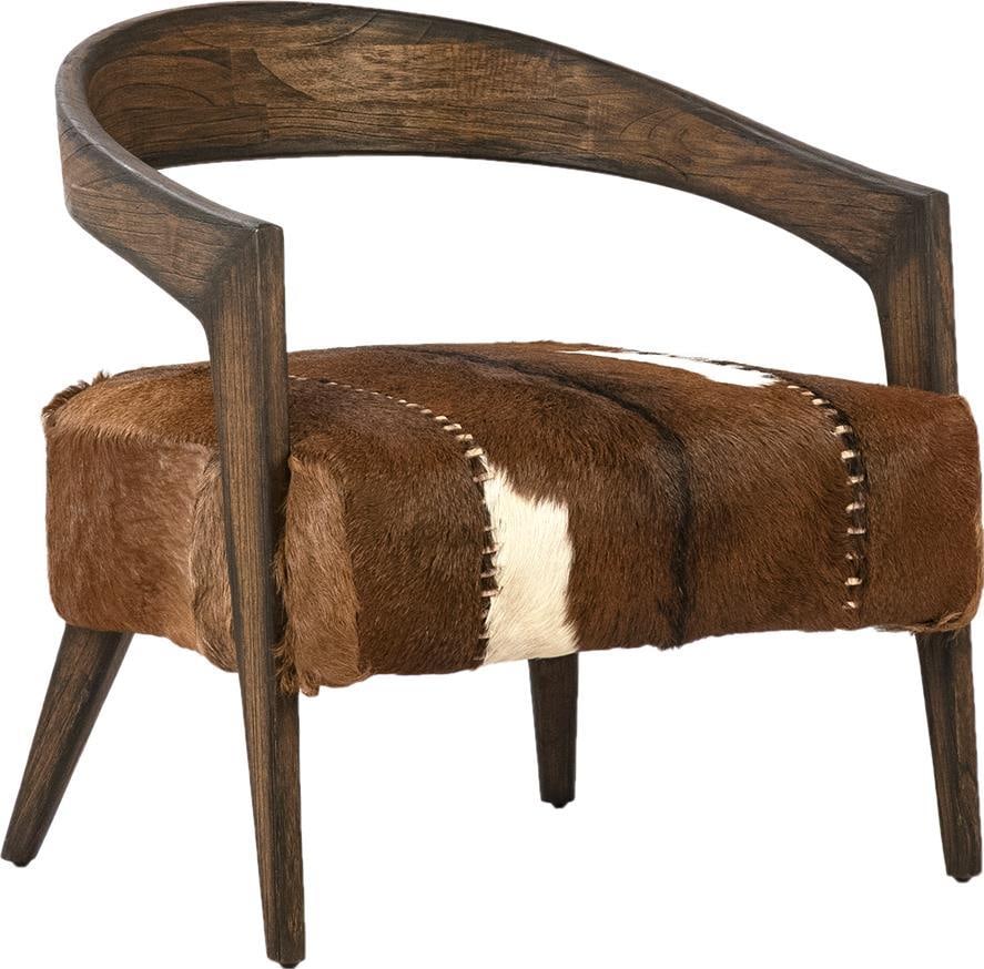 Afrocentric Traditional Liara Goat Hide Occasional Chair Natural Brown (1 of 1)