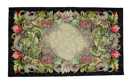 Fassifern 4x6 Wool Rug Arts and Crafts Design Dark Brown Navy Blue (1 of 1)