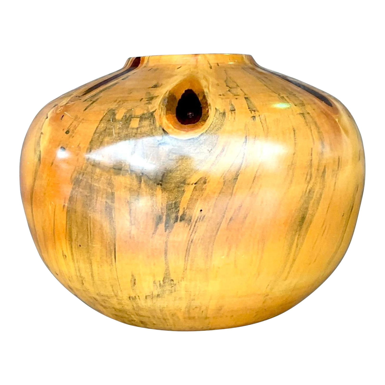 Vintage Boho Hand Tooled Wood Vase Rustic Charm 8x8x6.5 (1 of 6)